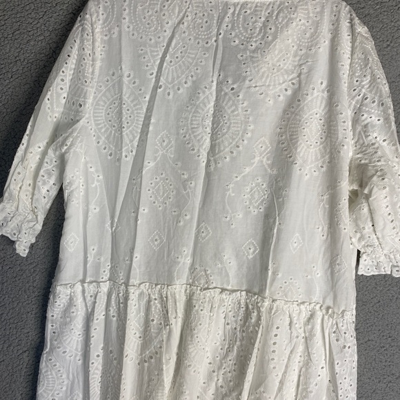 Womens 2XL Eyelet Hole Tiered Dress Long Maxi White peasant Cottagecore - Picture 8 of 12